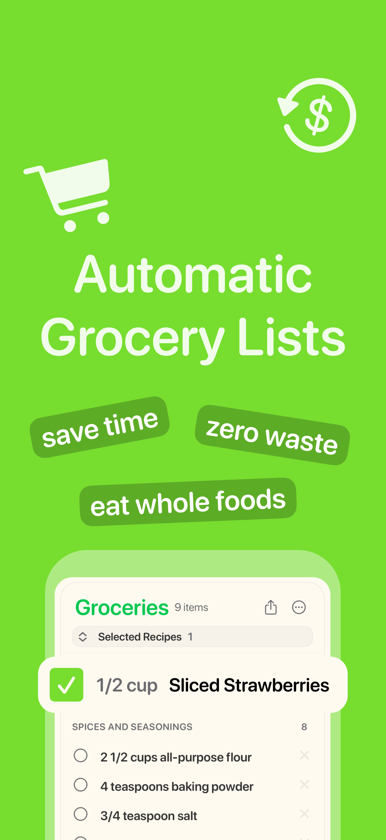 Grocery list screenshot