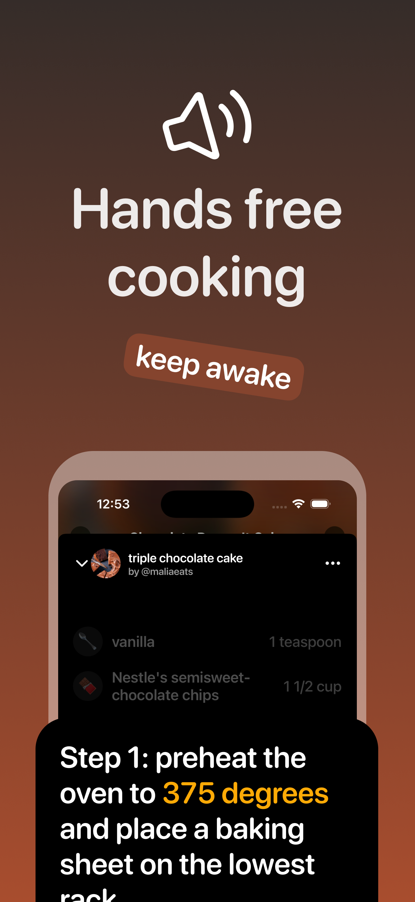 Hands-free cooking mode screenshot