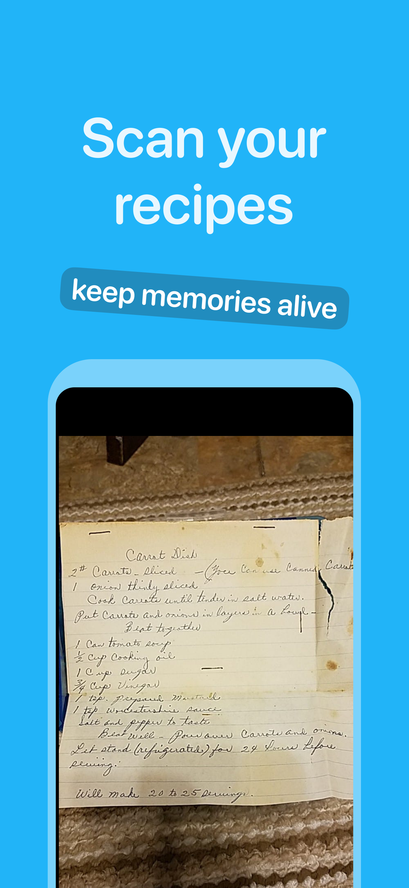 Scan paper recipes screenshot